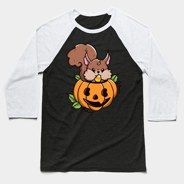 Squirrel halloween Baseball T-Shirt by Jurassic Ink